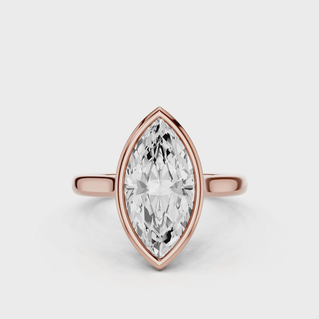 Chelsea Marquise Moissanite Bezel Ring  Rose Gold video