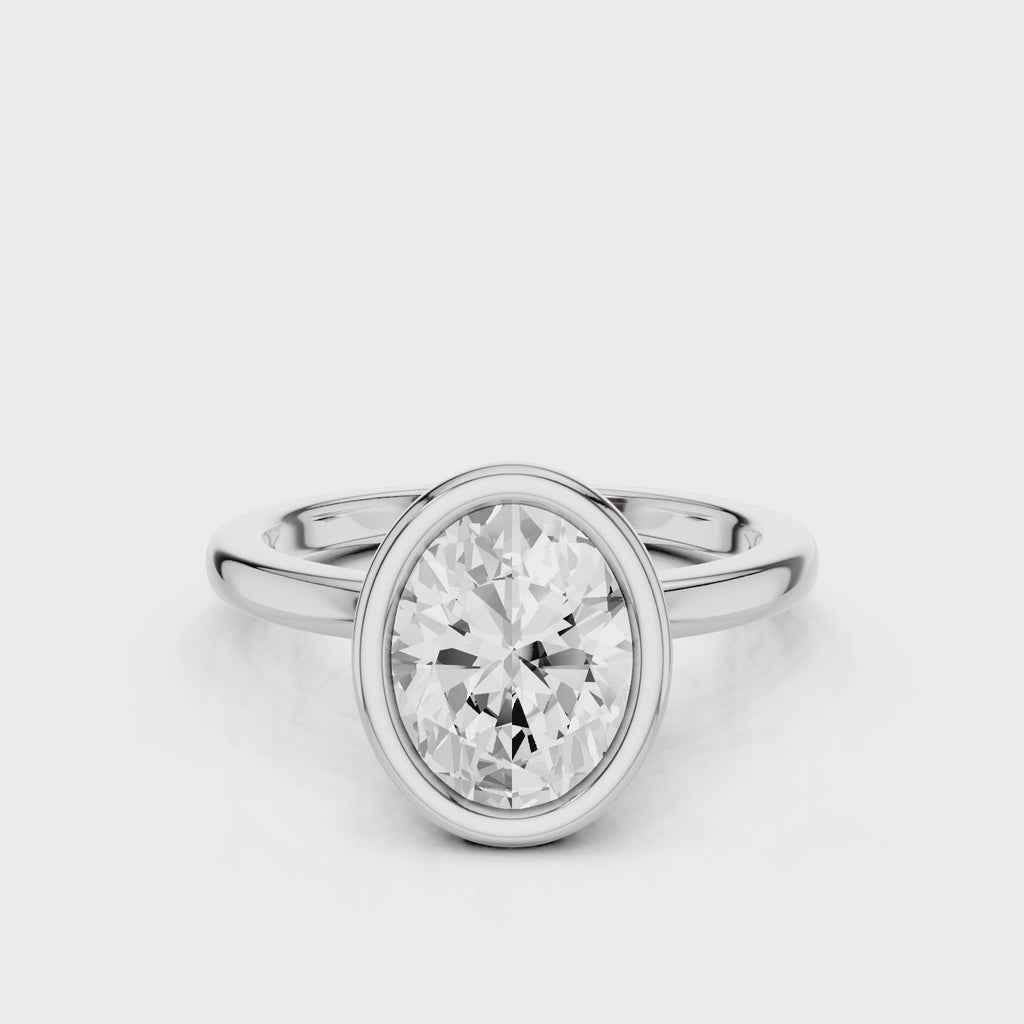 Grace Oval Bezel Engagement Ring White Gold