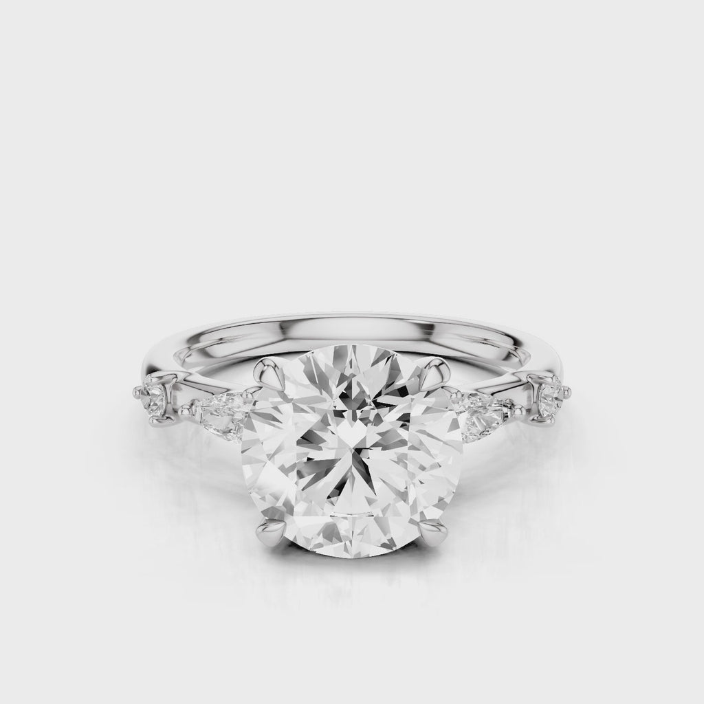 Autumn Round lab diamond Engagement Ring with accent stones White Gold