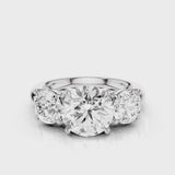 Tiffany Round cut lab diamond engagement ring with three stone gallery setting trilogy ring White Gold