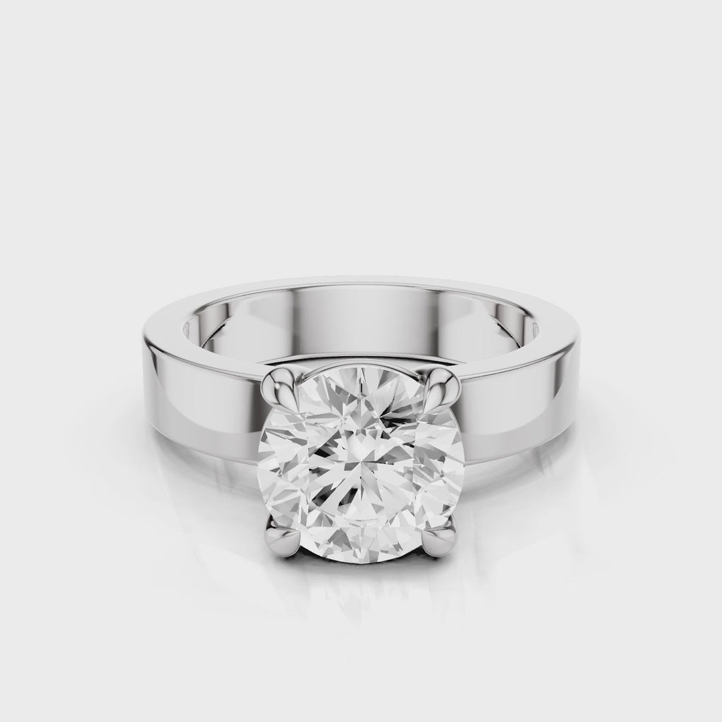 Round Moissanite Diamond Cigar Band White Gold