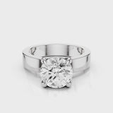 Round Moissanite Diamond Cigar Band White Gold
