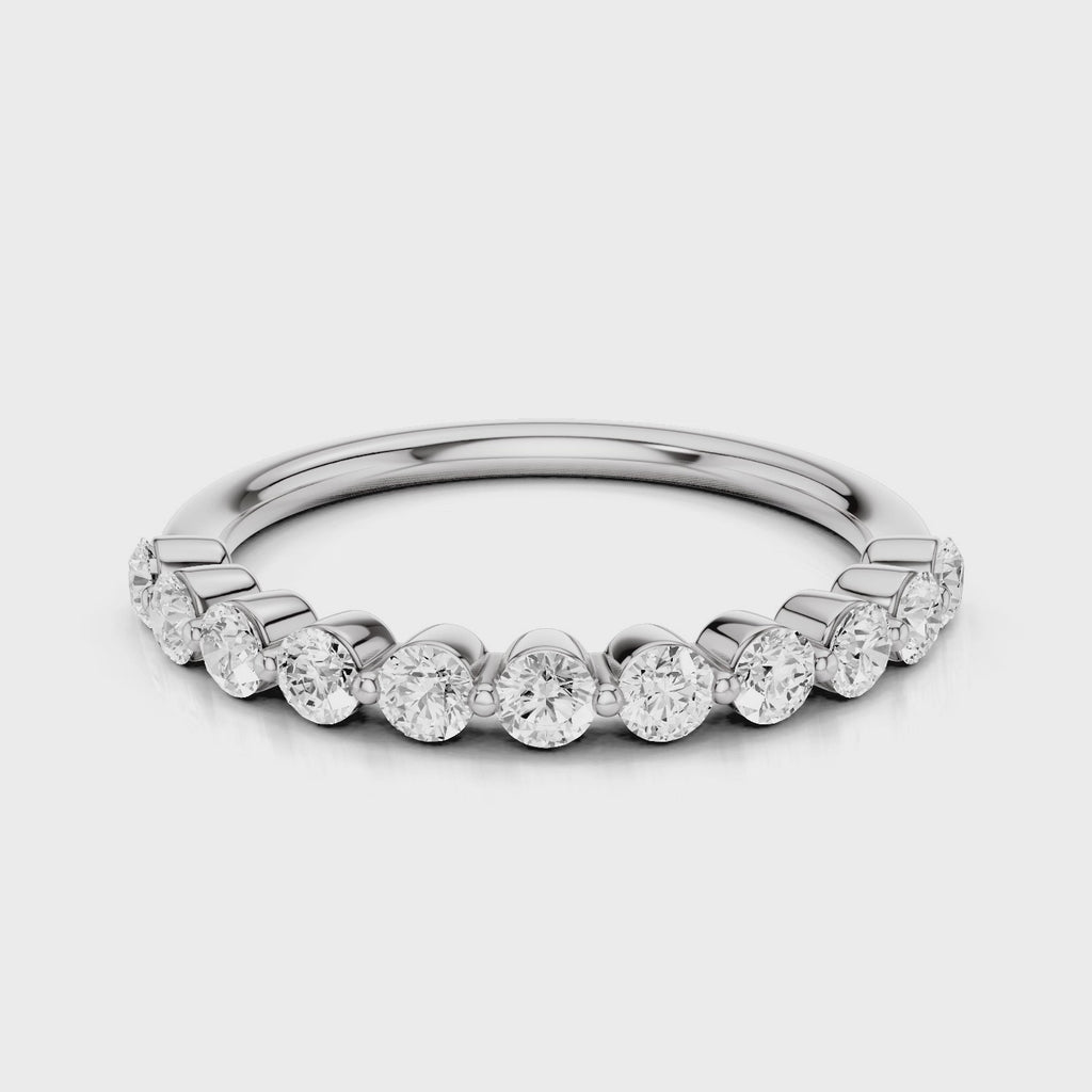 Elsa Wedding band with round accent stones White Gold