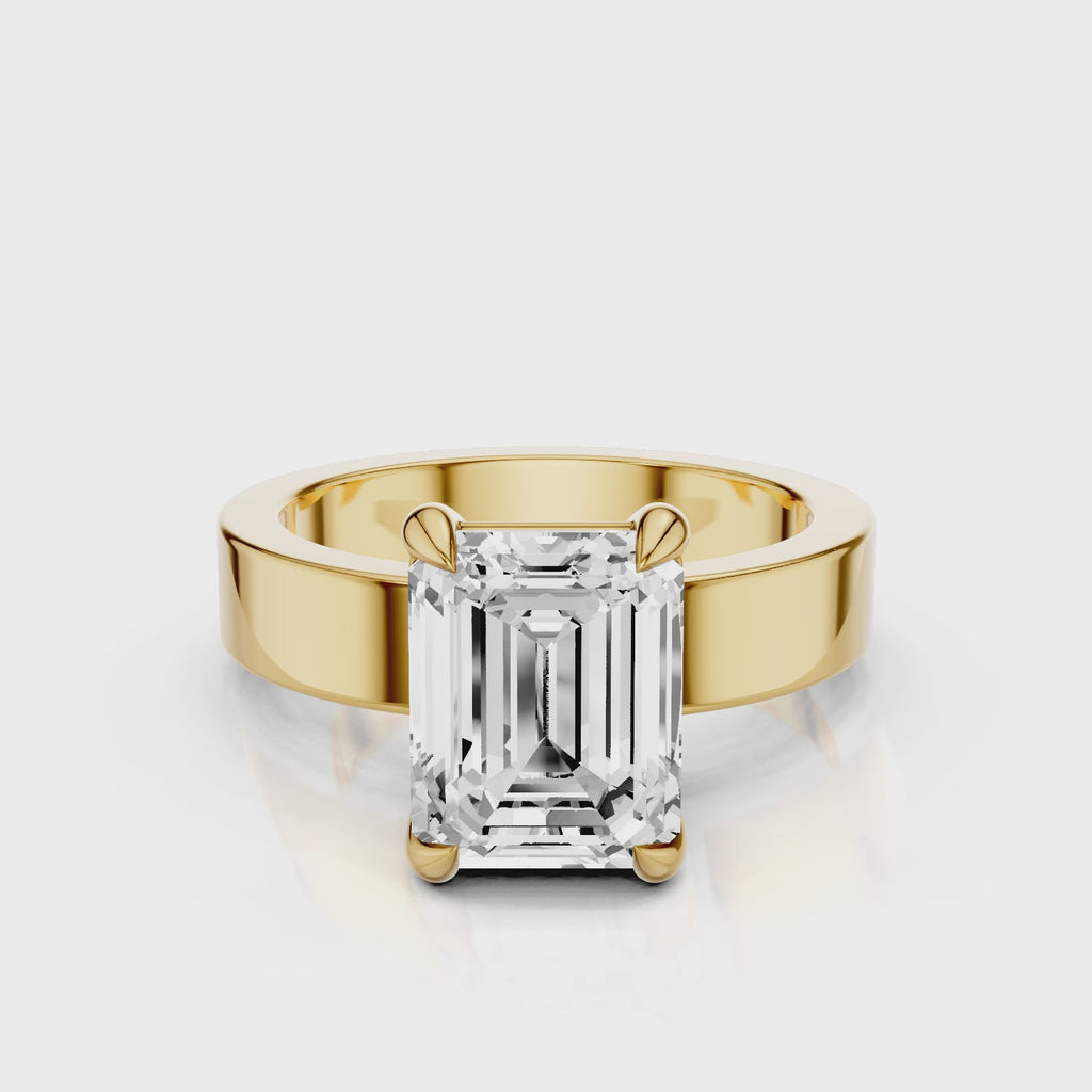 Emerald diamond Cigar Band Yellow Gold
