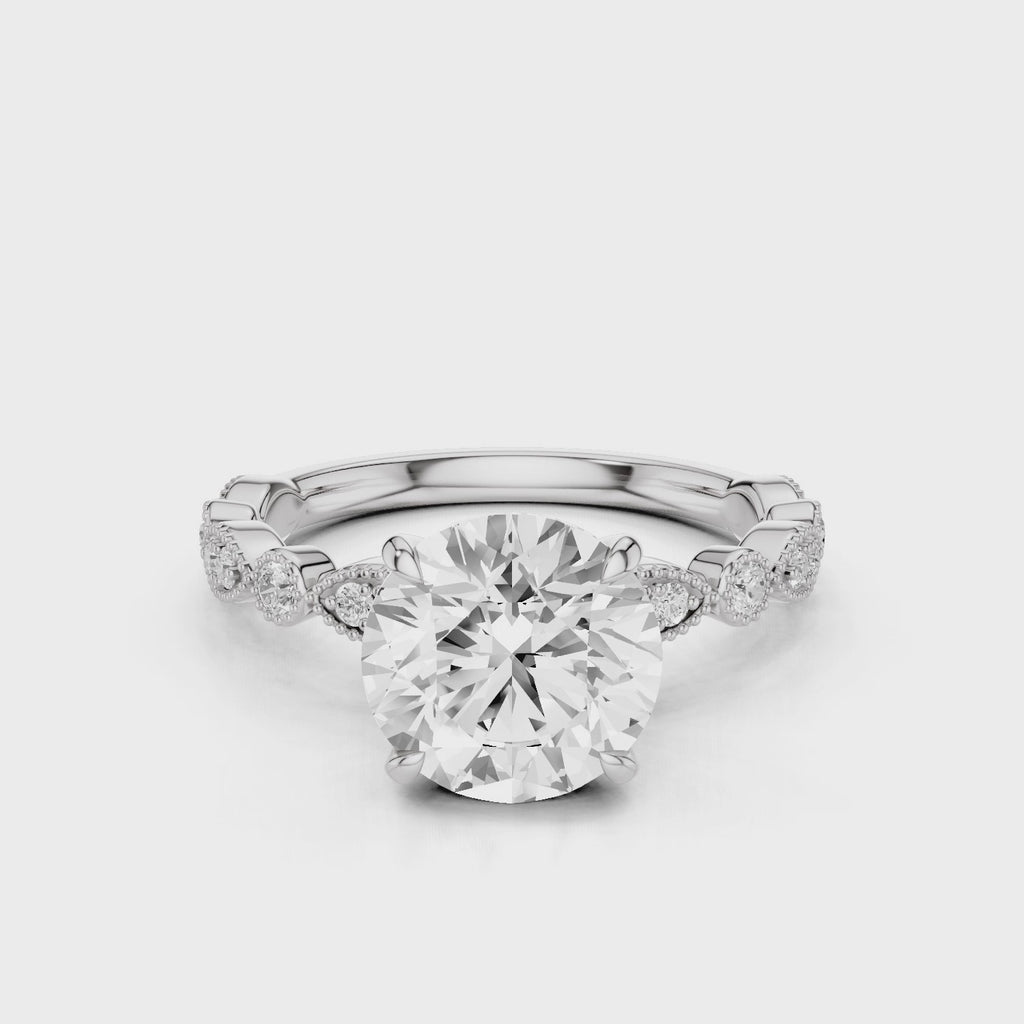 Ariana Lab Diamond Round engagement ring with accent stones White gold