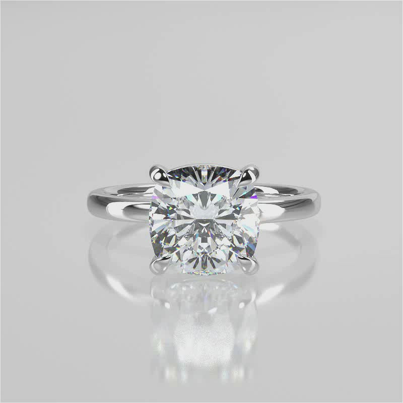 Selene Cushion Lab Created Diamond Engagement Ring on plain band video 