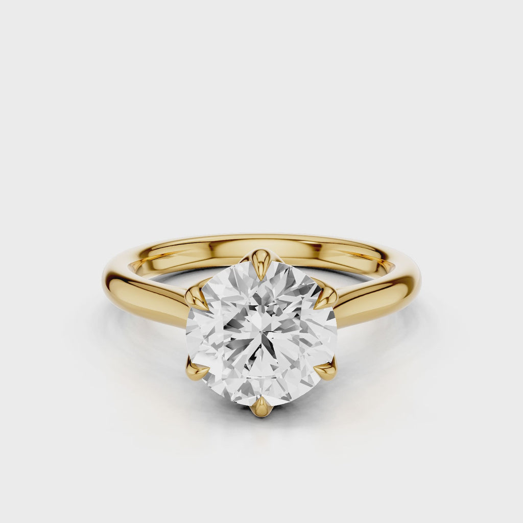 Tulip Cathedral Round Engagement Ring Yellow Gold
