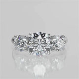 Tiffany Round cut lab diamond engagement ring with three stone gallery setting trilogy ring 