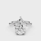 Audrey2 Pear lab diamond with noncathedral setting and plain band white gold