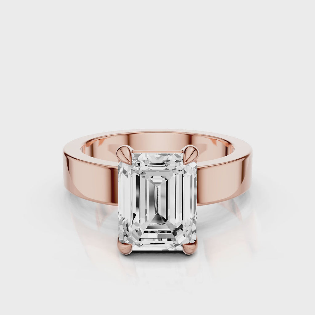 Emerald diamond Cigar Band Rose Gold