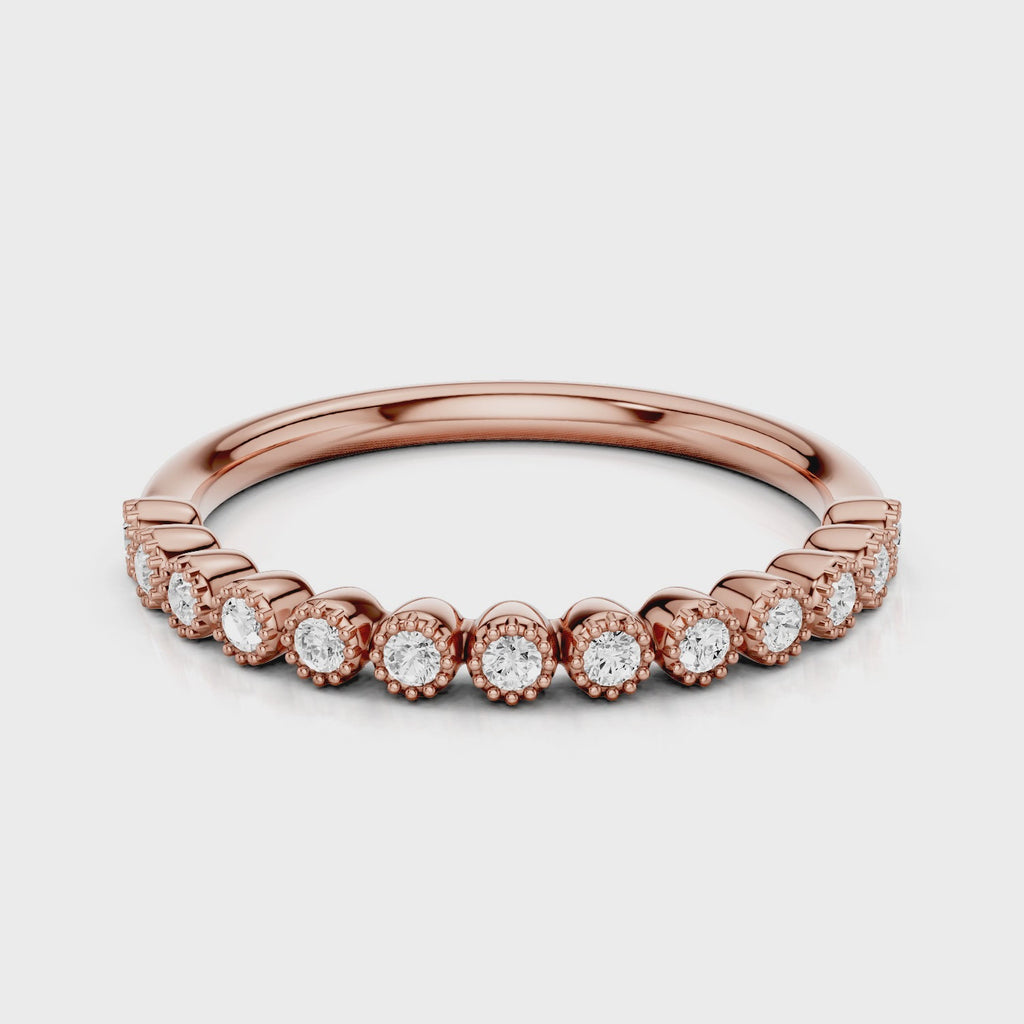 Solely round accent stones wedding band Rose Gold