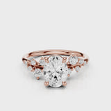 April Oval Lab diamond engagement ring with non cathedral setting and round accent stones Rose Gold