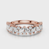Liana wedding band alternating marquise and round lab diamonds eternity band Rose Gold