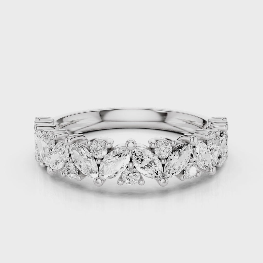 Liana wedding band alternating marquise and round lab diamonds eternity band