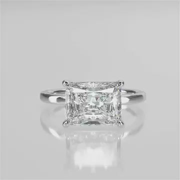 East-West Radiant Moissanite Engagement Ring