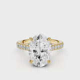 Noel Cathedral Oval Diamond Engagement RIng with French Pave setting Yellow Gold