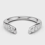 Wave Wedding band Pave band with ing cutout White Gold