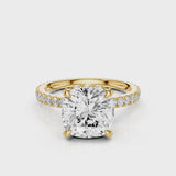 Daisie Cushion Lab Created Diamond Engagement Ring with reverse diamond seamless halo setting video Yellow Gold 