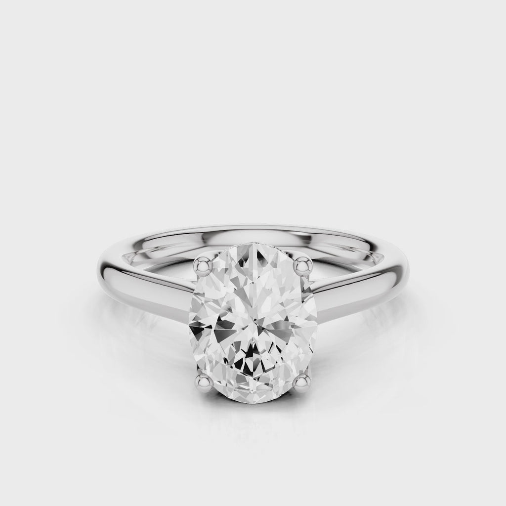 Dahlia Oval Engagement Ring with reverse halo and tulip setting 