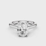 Dahlia Oval Engagement Ring with reverse halo and tulip setting 