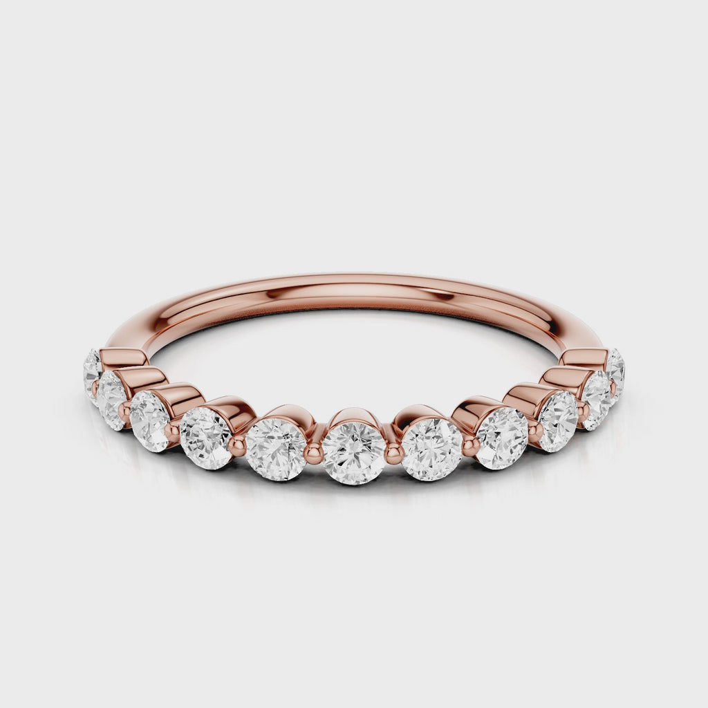 Elsa Wedding band with round accent stones Rose Gold