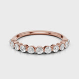 Elsa Wedding band with round accent stones Rose Gold