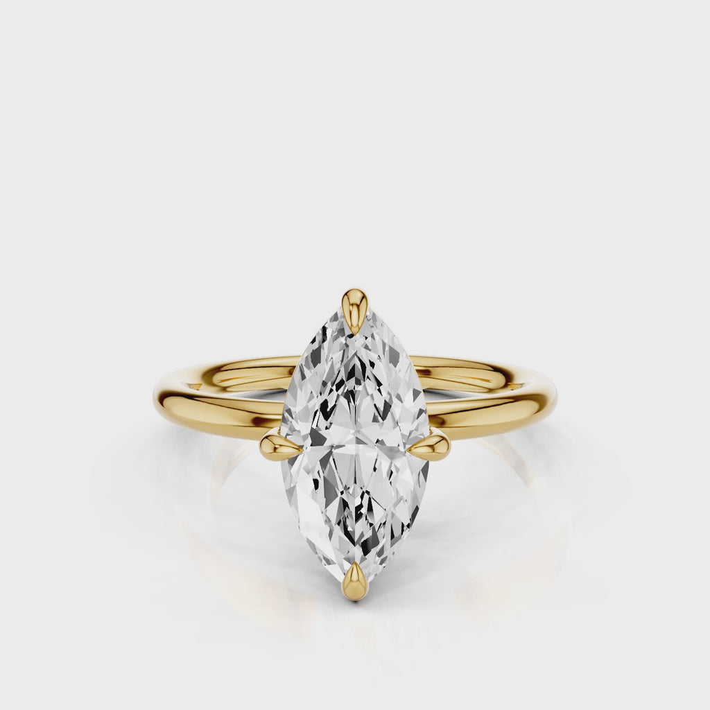 The "Rain" Marquise Lab Created Diamond Engagement Ring Video Yellow Gold