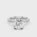 Atlas Round lab diamond Engagement Ring with Pave band and four prongs White Gold