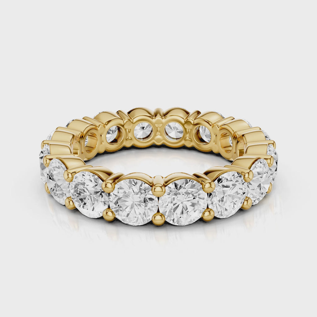Angel eternity wedding band with round stones Yellow Gold