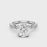 honeycomb round lab diamond engagement ring with accent stones round White Gold