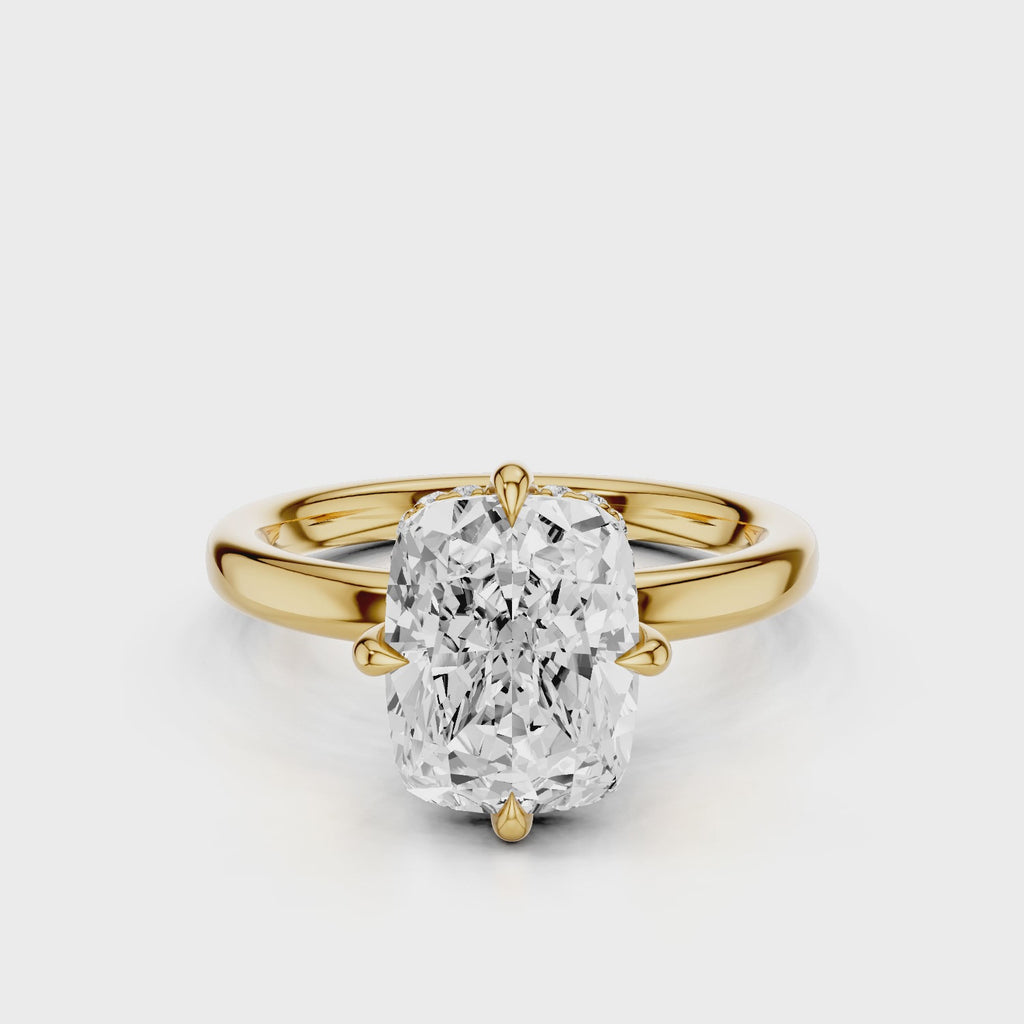 Destin Plain Elongated Cushion Cut Yellow Gold with plain band