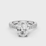 Dahlia Pave with cathedral and reverse halo and tulip setting White Gold