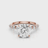 Raina Round lab diamond engagement ring with accent stones white gold Rose Gold