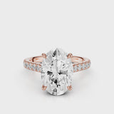 Noel Cathedral Oval Diamond Engagement RIng with French Pave setting  Rose Gold