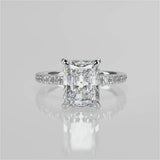 Olivia Radiant lab diamond engagement ring with pave band and reverse seamless halo video 