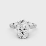 Noel Cathedral Oval Diamond Engagement RIng with French Pave setting White Gold