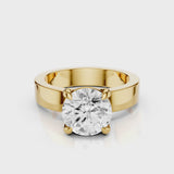 Round Diamond Cigar Band Yellow Gold