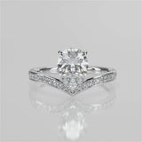 Tiara Pear lab diamont engagement ring with a V-shape design with bead setting accent diamonds video 