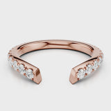 Wave Wedding band Pave band with ing cutout Rose Gold