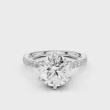 Ares Round six prongs lab diamond engagement ring with pave band  White Gold
