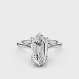 Hope Hexagon Lab Diamond engagement ring with hidden halo and white gold band