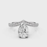 Tiara Pear lab diamont engagement ring with a V-shape design with bead setting accent diamonds video White Gold