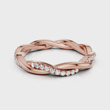 Icy Twist Wedding band with pave band and plain band intertwined Rose Gold