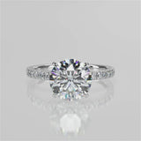 Vera Round cut lab diamond engagement ring with four prongs and french pave band and double reverse halo video 
