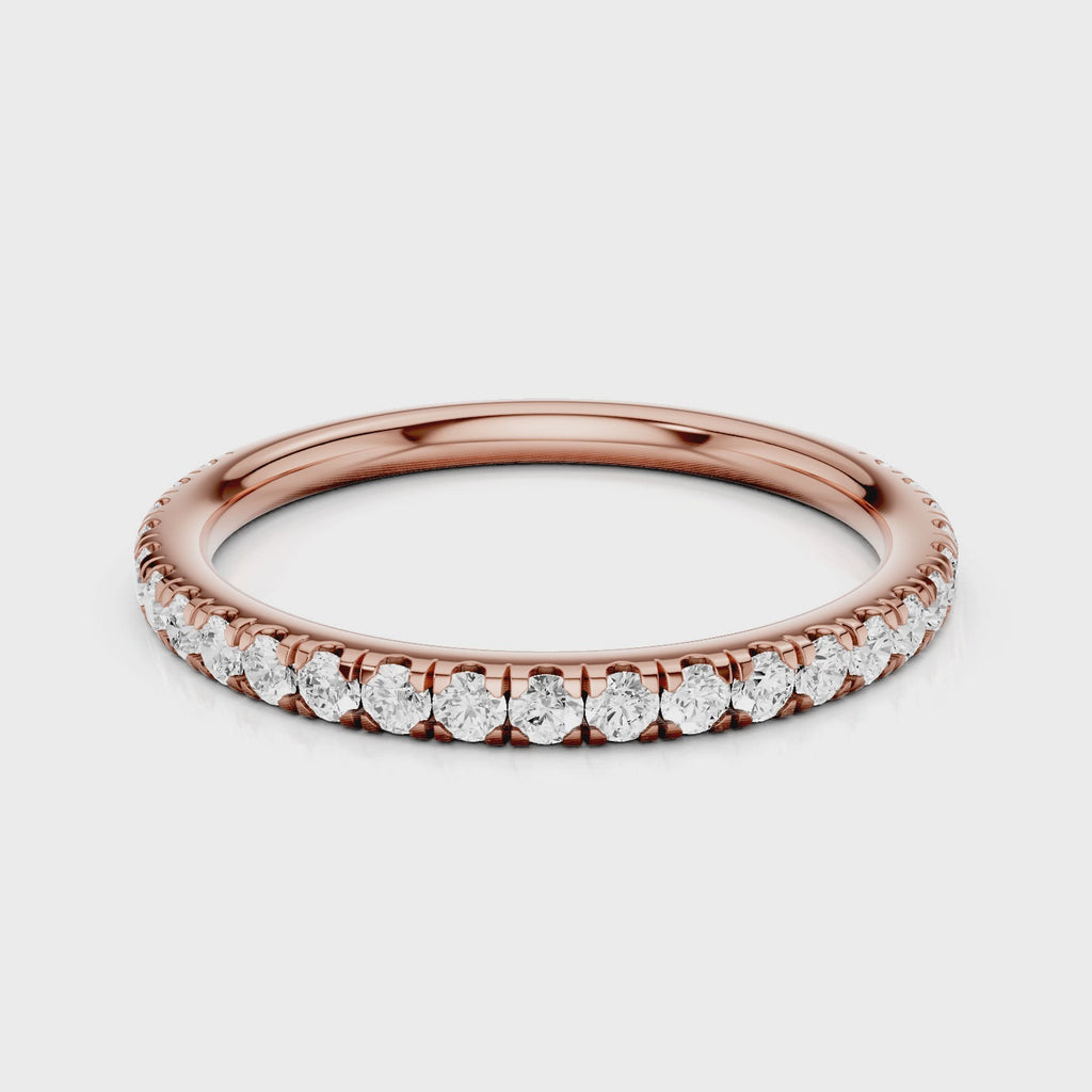 Melissa wedding band with lab diamonds and single row French pave setting Rose gold