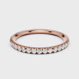 Melissa wedding band with lab diamonds and single row French pave setting Rose gold