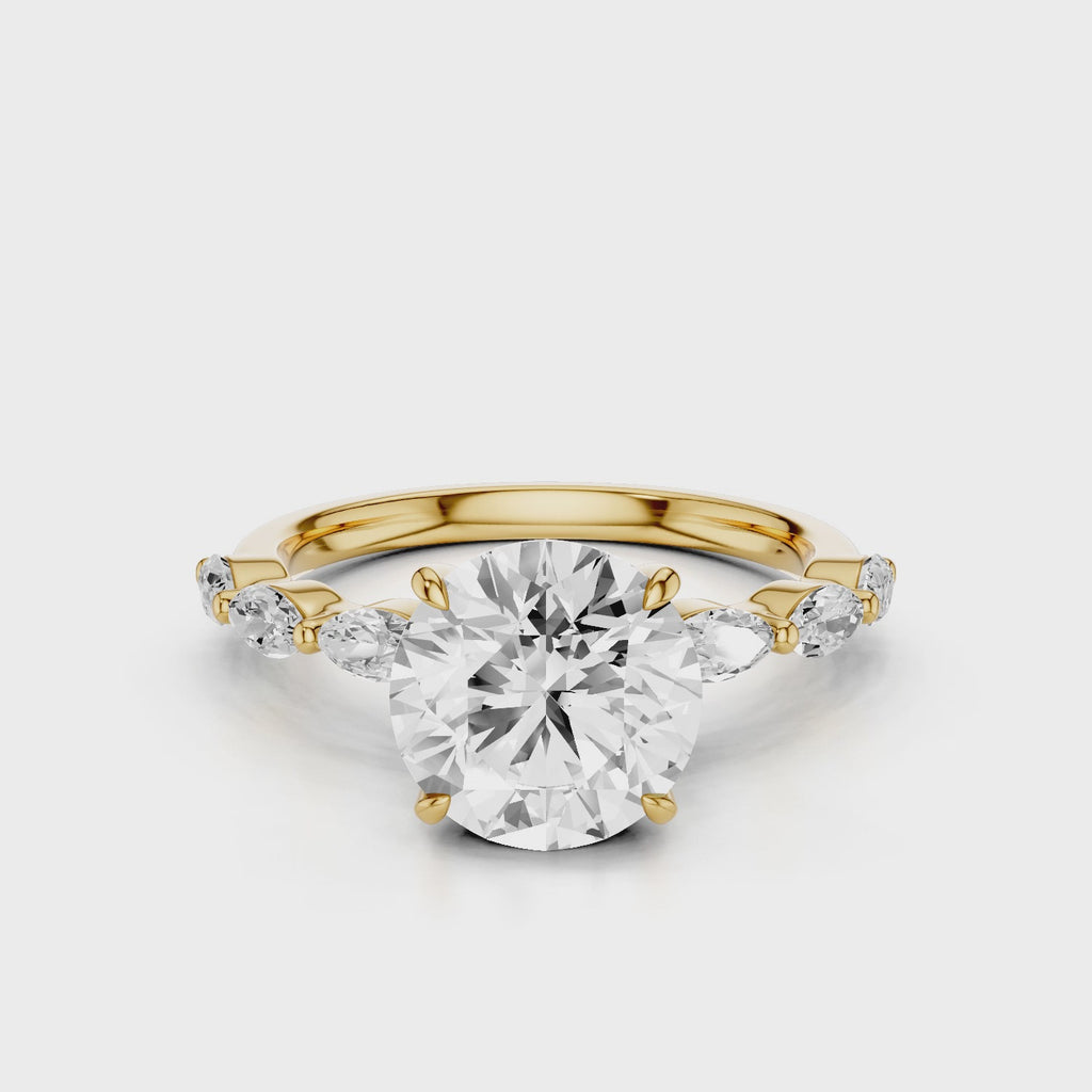 Ariana Lab Diamond Round engagement ring with accent stones Yellow Gold