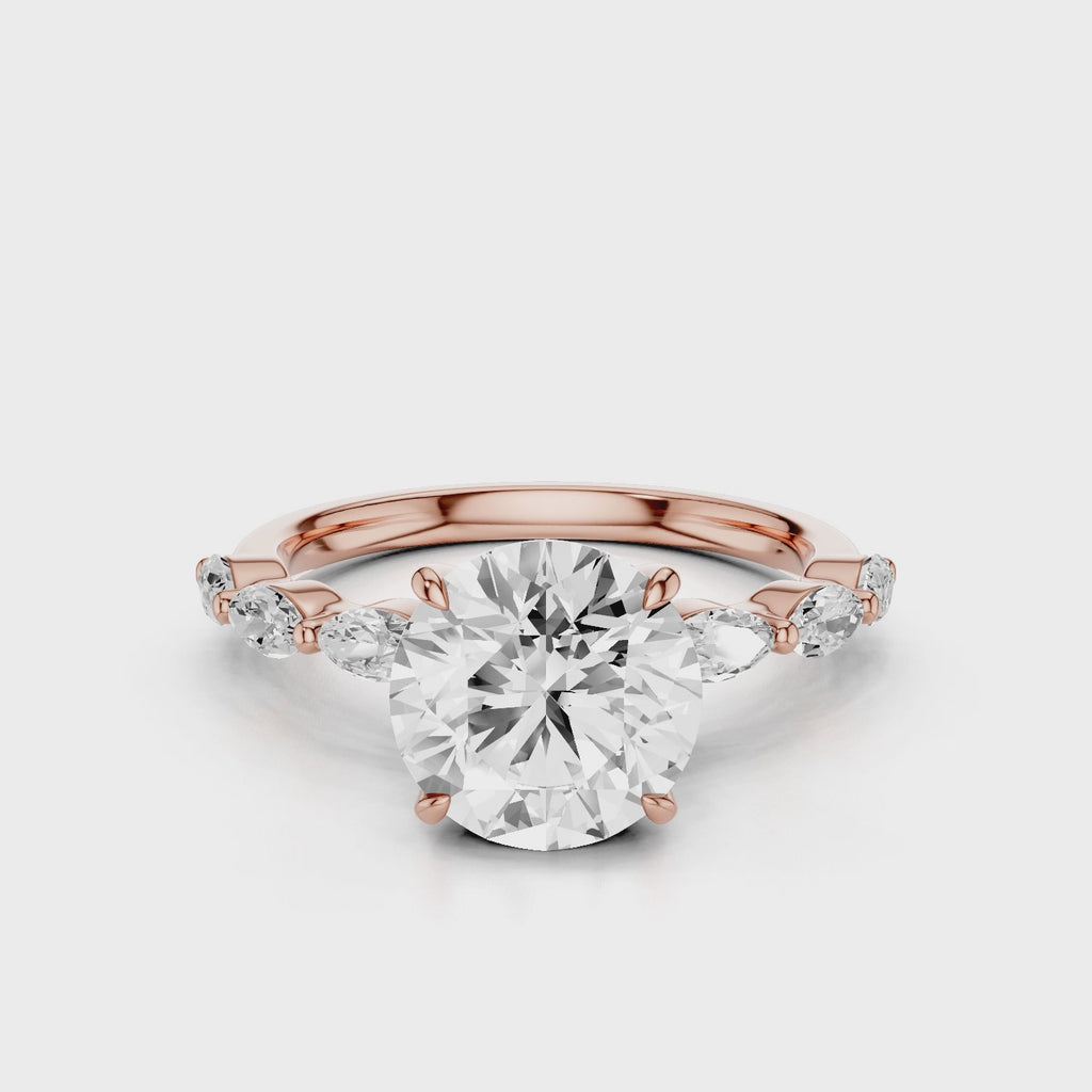 Ariana Lab Diamond Round engagement ring with accent stones Rose Gold