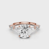 Ariana Lab Diamond Round engagement ring with accent stones Rose Gold