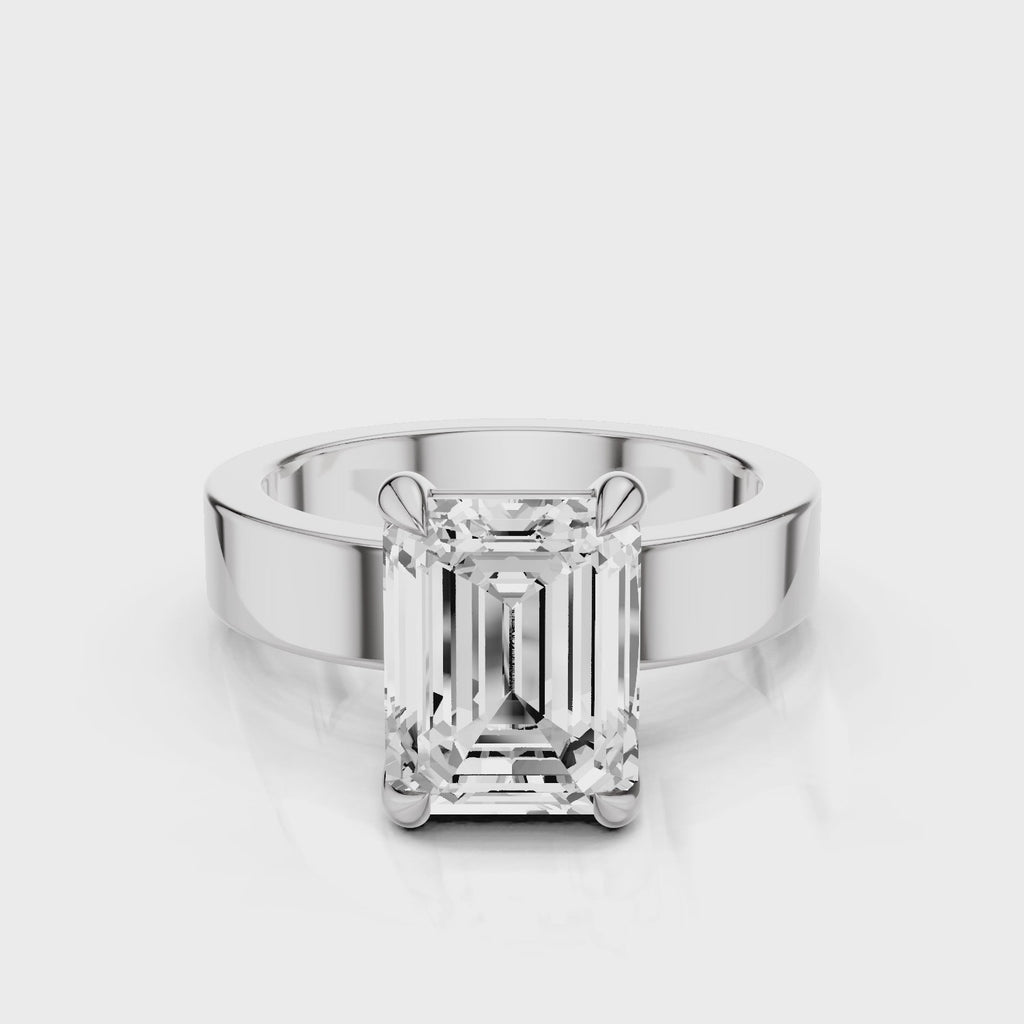 Emerald diamond Cigar Band White Gold

